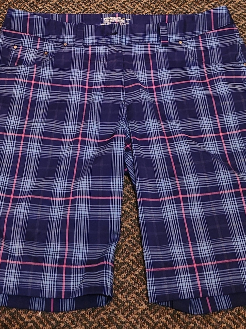 Nike Golf Blue Plaid With Pink Performance Shorts